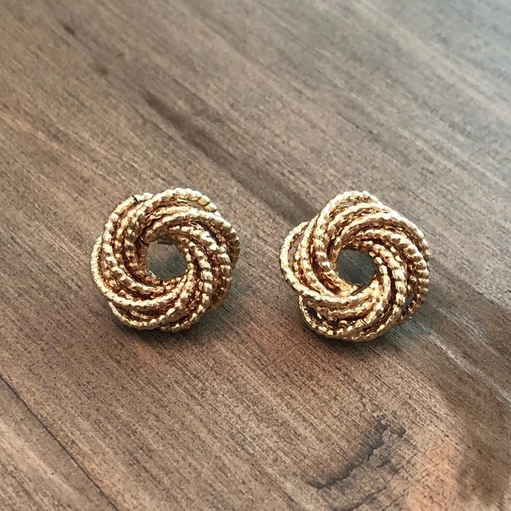 Charming Charlie Gold Circle Braided Earrings